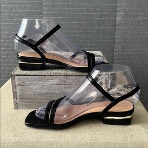 Black Hook Closure Dress Sandals